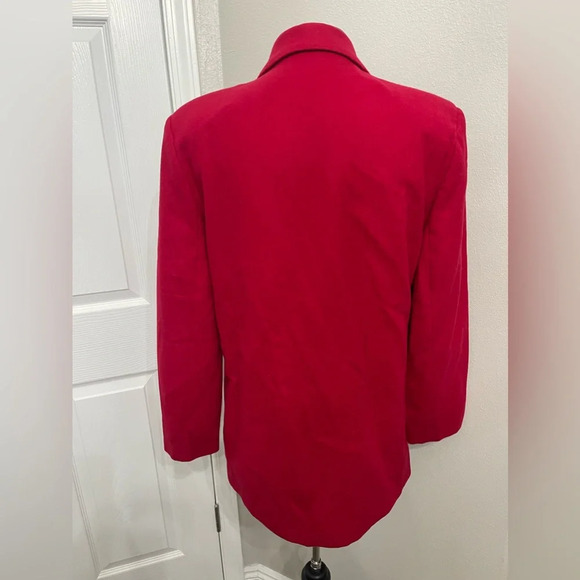 Vintage Sag Harbor Women 100% Pure Wool Blazer Jacket Single Gold Button Red 12 - Picture 4 of 6